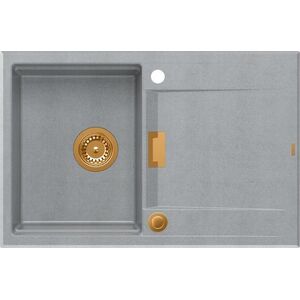 Zlewozmywak Owen OWEN 111 GraniteQ zlewozmywak z syfonem Push 2 Open 1-komorowy z/o (760x500x215| kom. 330x430) silver stone / elementy miedziane 13241493 5904310997997