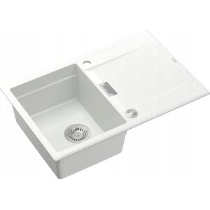 Zlewozmywak Owen OWEN 111 GraniteQ zlewozmywak z syfonem Push 2 Open 1-komorowy z/o (760x500x215| kom. 330x430) snow white / elementy stalowe 13241497 5904310998055