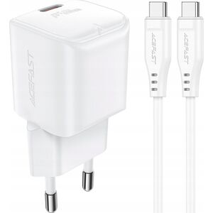 Ładowarka Acefast Ładowarka sieciowa Acefast A77 Mini PD 30W GaN + kabel USB-C - biała 13252127 6974316282853