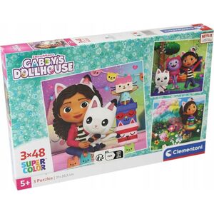 Clementoni Puzzle 3x48 elementów Super Kolor Koci Domek Gabi 13252575 8005125252954