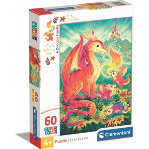 Clementoni CLE puzzle 60 maxi SuperKolor ADragon family 26600 13276716 8005125266005
