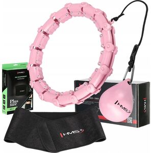 HMS ZESTAW HULA HOP HHW11 LIGHT PINK Z WYPUSTKAMI I OBCIĄŻNIKIEM + PAS BR163 BLACK PLUS SIZE HMS 13283034 5907695557701