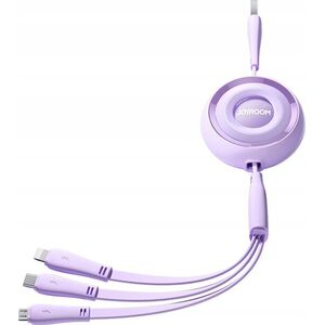 Kabel USB Joyroom USB-A - USB-C + microUSB + Lightning 1 m Fioletowy (JYR944) 13299279 6941237121028