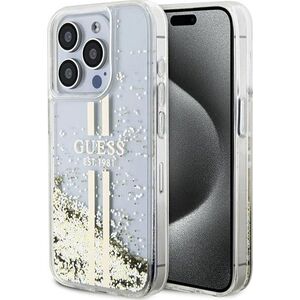 Guess Guess GUHCP15LLFCSEGT iPhone 15 Pro 6.1" transparent hardcase Liquid Glitter Gold Stripes 13300731 3666339223960