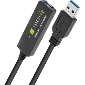 Kabel USB Techly USB-A - USB-A 10 m Czarny (ICUR30100G) 13308005 8059018368000