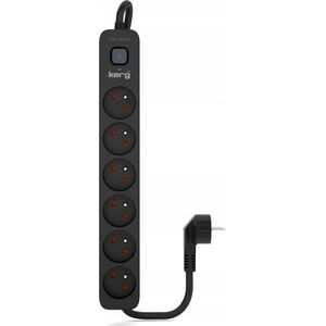 Listwa zasilająca Kerg Urządz. zas.-zabezpiecz. KERG z wyłącznikiem-6 gniazd-czarny-1,5m-16A-H05VV-F-3x1,5mm2 13336336 5901791361101