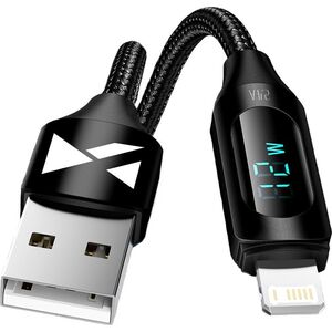 Wozinsky Kabel przewód do iPhone USB-A - Lightning z wyświetlaczem LED 2.4A 1m czarny Kabel przewód do iPhone USB-A - Lightning z wyświetlaczem LED 2.4A 1m czarny 13551505 5907769308451