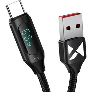 Wozinsky Kabel przewód USB-A - USB-C z wyświetlaczem LED 66W 6A 1m czarny Kabel przewód USB-A - USB-C z wyświetlaczem LED 66W 6A 1m czarny 13551512 5907769308413