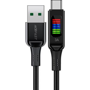 Acefast Kabel przewód USB-A - USB-C 60W z wyświetlaczem 1.2m czarny Kabel przewód USB-A - USB-C 60W z wyświetlaczem 1.2m czarny 13576597 6974316282785