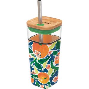 Quokka Quokka Liquid Cube - Kubek szklany 540 ml ze słomką ze stali nierdzewnej (Oranges) 13639665 8412497400584