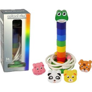 LeanToys Piramidka Drewniana Edukacyjna Układanka Sznurek Zwierzęta 13655768 5905323214460