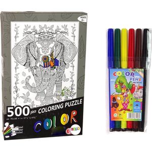 LeanToys Puzzle Do Kolorowania 500 Elementów Słoń 13655835 5905679070383