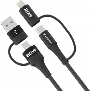 Kabel USB Wozinsky USB-A - 2x USB-C + Lightning 1 m Czarny (5907769308819) 13666799 5907769308819