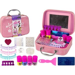 LeanToys Zestaw do Malowania Paznokci w Walizce Różowa Brokat 13674998 5905679071335