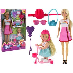 LeanToys Lalki Dla Dzieci Anlily Mama i Córka Blond Włosy Hulajnoga 8 El. 13675586 5905884455074
