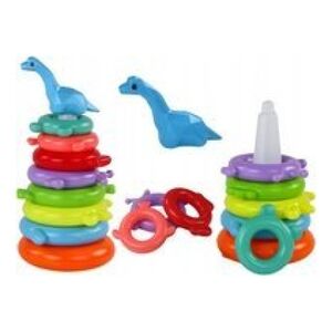 LeanToys Piramidka Żyrafa Układanka 8 Kółek Kolorowa 29cm x 14cm x 14cm 13675790 5905991003892