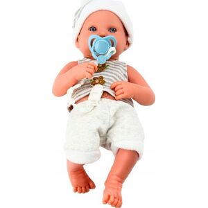 LeanToys Lalka Bobas w Biało-Szarym Ubranku Czapeczka Smoczek Kołderka 13676331 5905991015321