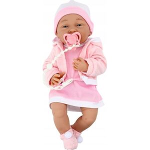 LeanToys Lalka Bobas Ze Smoczkiem Sukienka Czapeczka Różowa Kocyk Akcesoria 35 cm 13676359 5905991015352