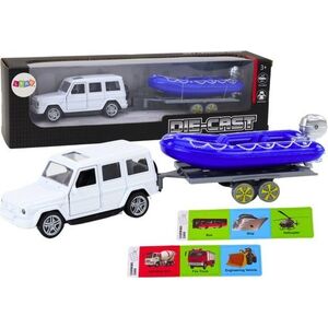 LeanToys Auto Terenowe Z Przyczepą I Motorówką Metalowy Biały Niebieski 13676642 5905991019541