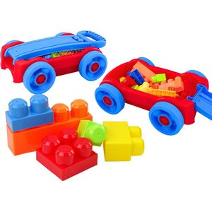 LeanToys Zestaw Klocków W Wózku Na Kółkach Niebiesko-Czerwony 13676736 5905991021117