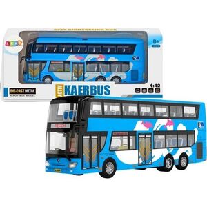 LeanToys Autobus Piętrowy Wycieczkowy 1:42 Metalowy Światła Niebieski 13676947 5905991026303