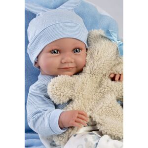 Llorens Llorens 73807 Lalka winylowa bobas 40 cm Nico z niebieską podusią i przytulanką 13680485 8426265738076