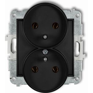 Karlik Gniazdo podwójne do ramki Karlik Icon 12IGPR-2z z uziemieniem 2x2P+Z bez przesłon torów prądowych czarny mat 13685245 5903672020558