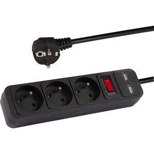 Blow 98-074# Przedłużacz sieciowy pr-370wsp/usb 3-gniazda+usb z uziemieniem+wyłącznik 1,5m czarny 3x1,5mm 13711767 5900804133445