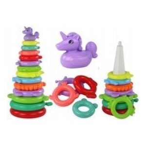 LeanToys Piramidka Jednorożec Układanka 13 Kółek Kolorowa 43cm x 18cm x 18cm 13813888 5905991003922