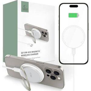 Ładowarka Tech-Protect TECH-PROTECT QI15W-A33 MAGNETIC MAGSAFE WIRELESS CHARGER WHITE 13816191 5906302308330