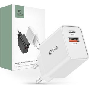 Ładowarka Tech-Protect TECH-PROTECT NC30W 2-PORT NETWORK CHARGER PD30W/QC3.0 WHITE 13816399 9490713935194
