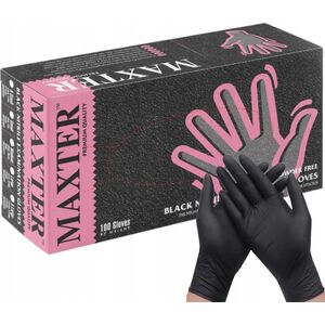 Rękawice nitrylowe bezpudrowe MAXTER, 100 szt., rozmiar XS, czarne 13828624 9555002112769