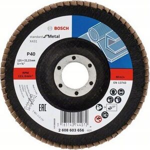 Bosch BOSCH ŚCIERNICA LISTKOWA 125mm X431 P 40 STANDARD FOR METAL WYPUKŁA 13933972 3165140744072