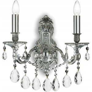 Kinkiet Ideal Lux Kinkiet lampa ścienna Ideal Lux Gioconda AP2 2x40W E14 srebrny 044910 13942938 8021696044910