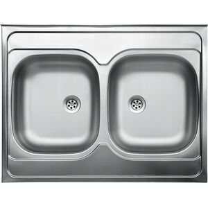 Zlewozmywak Kuchinox SK2_020T / KUCHINOX / ZLEW / STALOWY NAKŁADANY 2KOM. 60X80 GŁADKI + SYFON (OKS_B14K) / 13962533 5907791150578