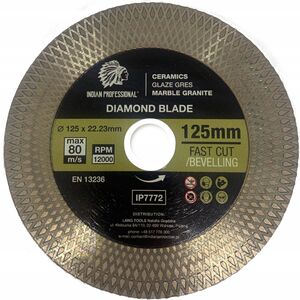 INDIAN PROFESSIONAL TARCZA DIAMENTOWA 125mm x 1,9mm x 22,2mm FAST CUT  INDIAN PROFESSIONAL 14059963 5904844524157