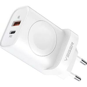 Ładowarka Veger VEGER ładowarka sieciowa USB A + Typ C + ładowarka indukcujna kompatybilna z Apple Watch PD QC3.0 3A 25W W002E biała 14071965 6970453555911