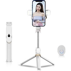 Selfie stick OEM Zestaw / uchwyt selfie z pilotem na bluetooth tripod LED  SSTR-20 biały 14074339 5903396150814