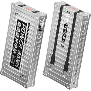 Powerbank Wekome WEKOME WP-339 Container Series - Power bank 10000 mAh Super Charging z wbudowanym kablem USB-C & Lightning PD 20W + QC 22.5W (Srebrny) 14092437 6941027642078