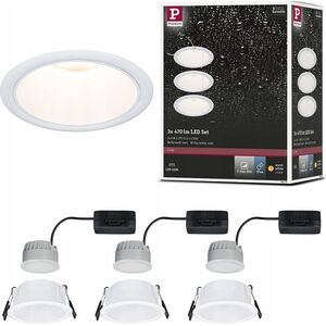 Paulmann Oprawa do wbudowania EBL COLE SET COIN 3-STEP DIM  zestaw 3x6W 3x470lm 2700K IP44 230V biały matowy / aluminium 14104937 4000870948705