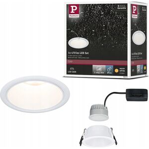 Paulmann Oprawa do wbudowania EBL COLE SET COIN 3-STEP DIM 6W 470lm 2700K IP44 230V biały matowy / aluminium 14104938 4000870948729