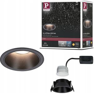 Paulmann Oprawa do wbudowania EBL COLE SET COIN 3-STEP DIM 6W 470lm 2700K IP44 230V czarny matowy / aluminium 14104939 4000870948712