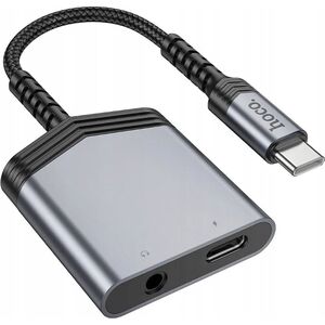 Adapter USB Hoco HOCO adapter AUX 2w1 Typ C do Typ C / Jack 3,5 mm 27W LS39 szary 14116938 6942007629355