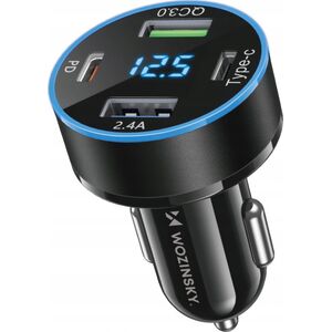 Ładowarka Wozinsky Ładowarka samochodowa Wozinsky WDCCB z wyświetlaczem 50W 2xUSB-C / 2xUSB-A - czarna 14146929 5907769308499