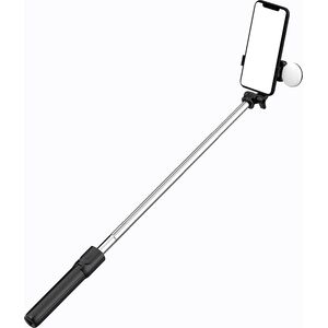 Selfie stick Hurtel Selfie stick WR1YXS teleskopowy tripod 0.71m z okrągłą lampą - czarny 14146930 5907769360572