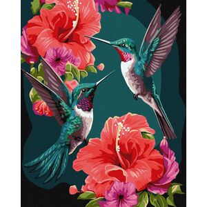 Ideyka Malowanie po numerach IDEYKA, 40x50 cm, metallic, szmaragdowe kolibry, 1 szt., w pudełku 14173292 4823104355861