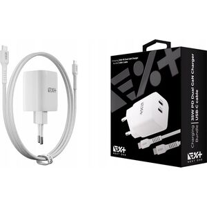 Ładowarka NEXT ONE NEXT ONE Ładowarka sieciowa Fast 35W GaN 2xUSB-C z kablem USB-C white 14178326 5940714051347