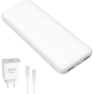 Powerbank Platinet Powerbank 10000mAh + ładowarka sieciowa 230V USB-C 20W + kabel USB-C -> USB-C 1m PLATINET biały (45998) 14189839 5907595459983