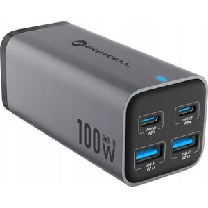 Ładowarka ForCell FORCELL F-ENERGY GaN III VT-49 ładowarka biurkowa 2 x Typ C + 2 x USB A PD QC4.0 SFC2.0 5A 100W szara 14221351 5903396299094