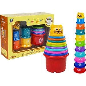 LeanToys Piramidka Kubeczki dla Niemowlaka z Kotkiem Wzory 14246947 5904665996300